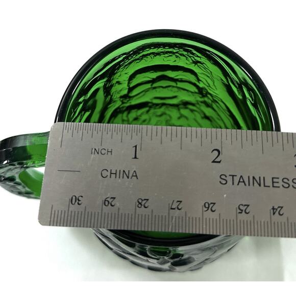 Vintage Emerald Green Santa Face Glass Mugs Set of 2 Christmas 4” - Picture 9 of 9